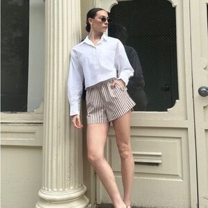 Le Lis Linen And Coral Scalloped Dress Shorts Small